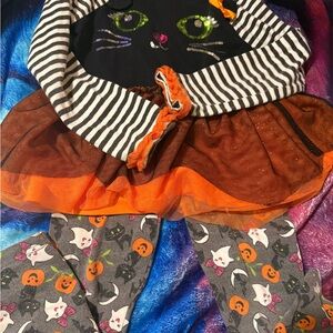 🎃Black and Orange Halloween Set with ruffles on sleeves SZ-5T
